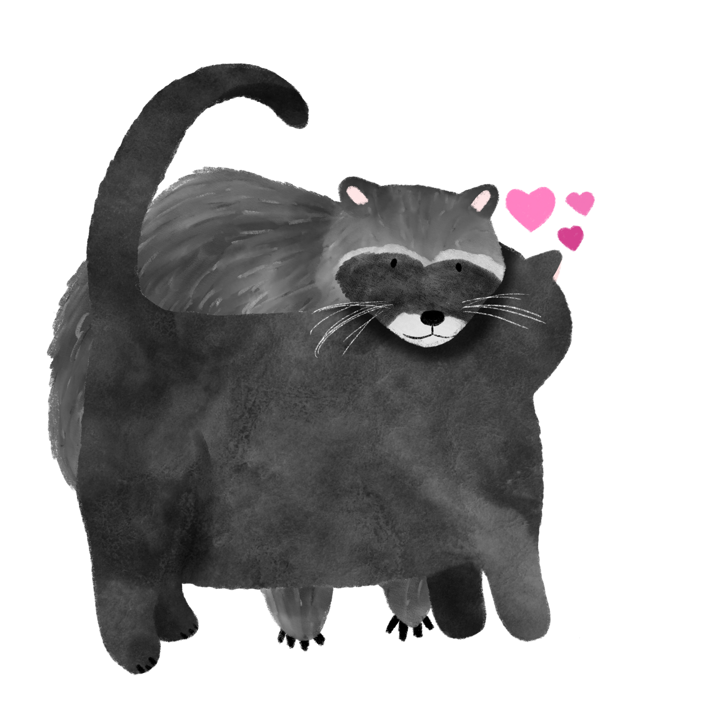 Racoon Cat Love Sticker