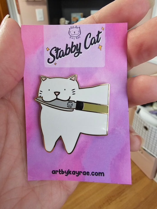 Stabby Cat Enamel Pin