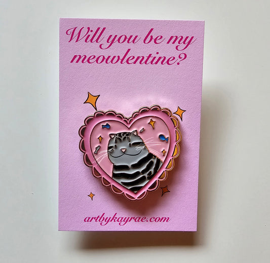 Meowlentine Enamel Pin