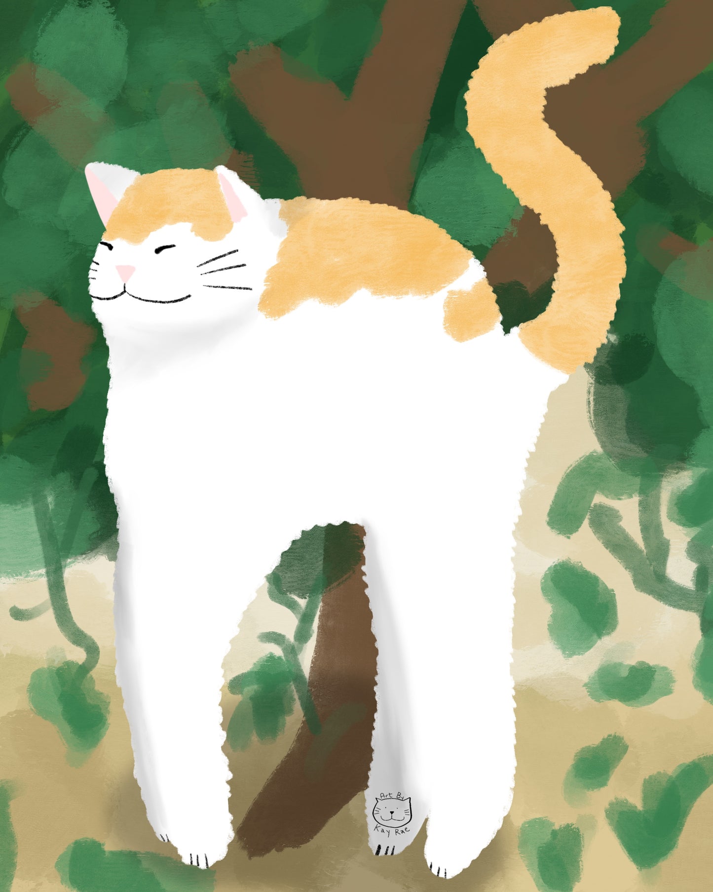 White Cat Painting Print