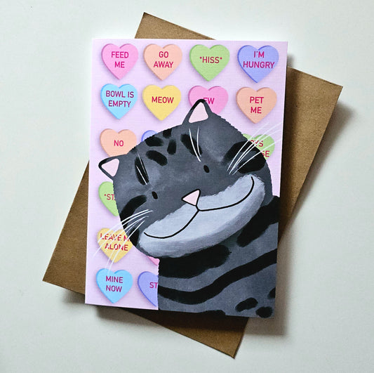 Cat Candy Heart Greeting Card